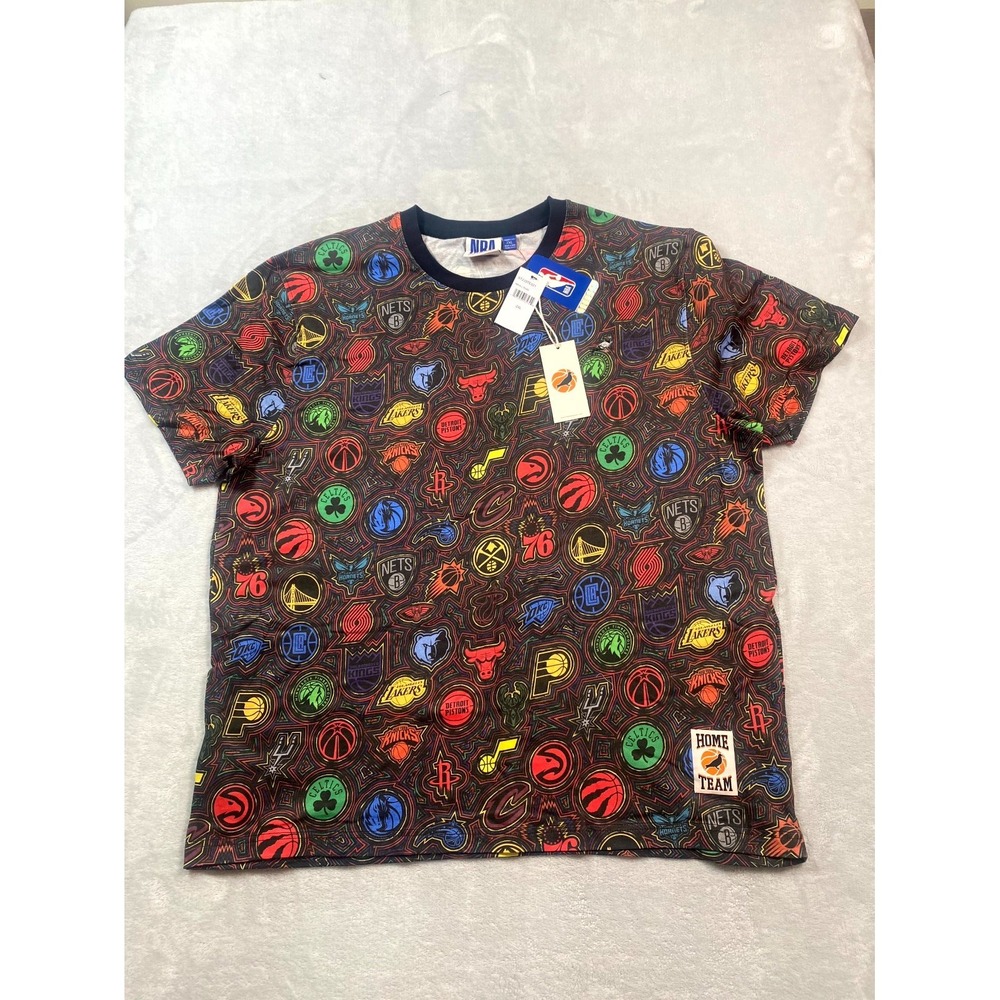 NBA x Staple Black All Teams Fusion T Shirt Men 2XL Multicolor Allover Print NWT